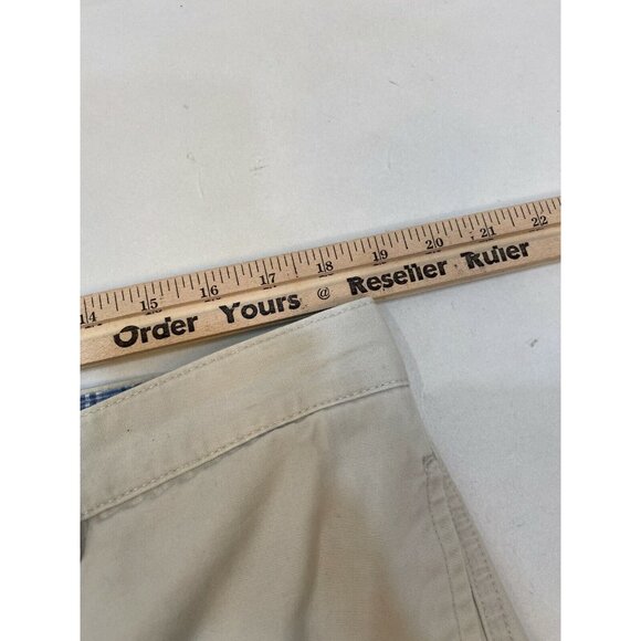 Chaps Mens Cargo Pockets Cotton Shorts 38x10 Light Tan Beige Flat Front Button - Picture 7 of 10
